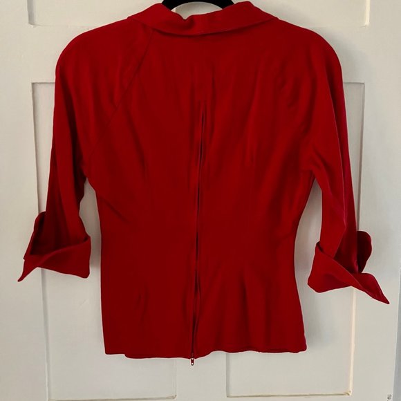 Pinup Couture Red collared Lauren Blouse top - Picture 3 of 3